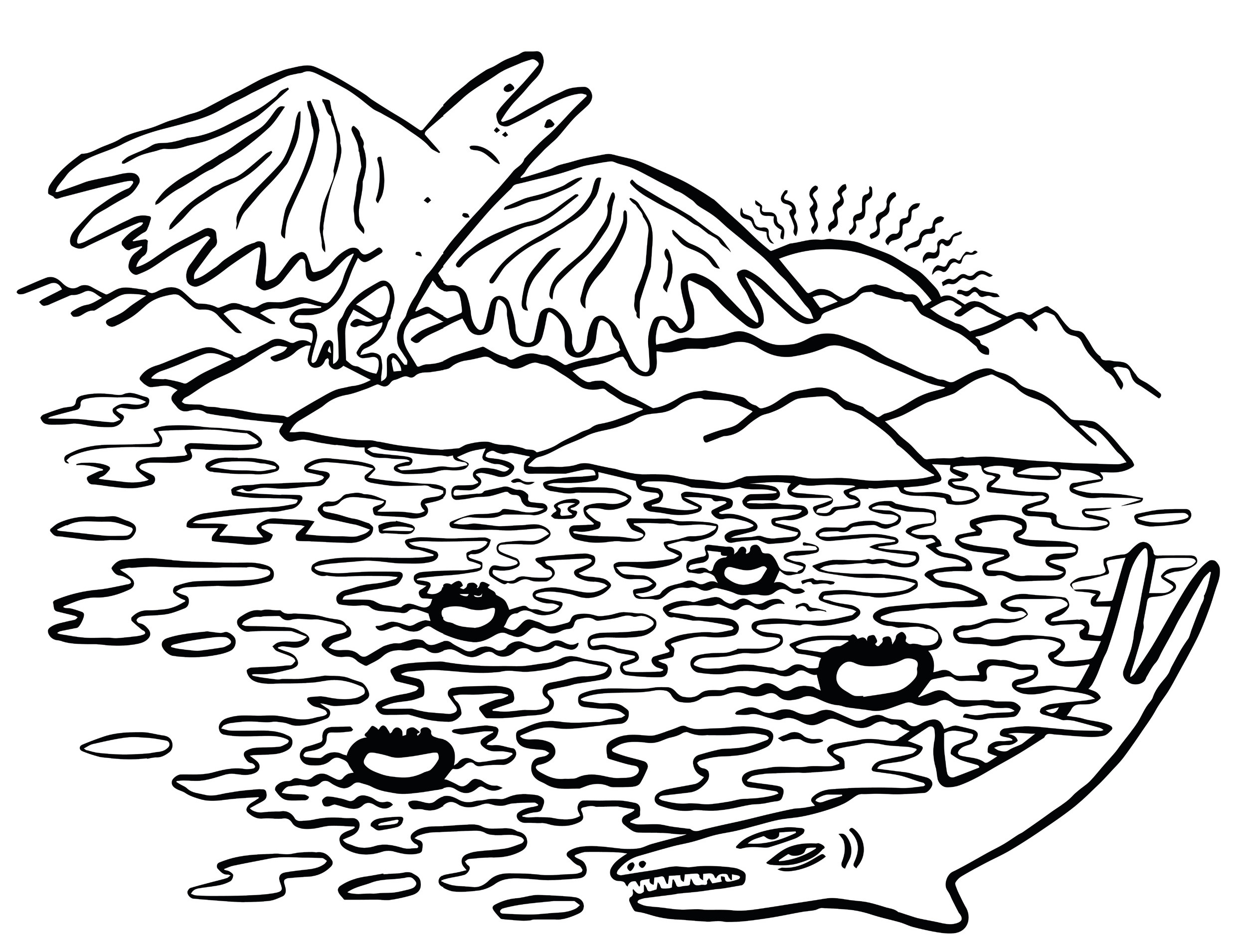 Monstres volant au-dessus de la mer